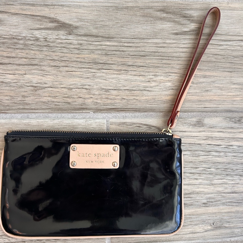 Kate Spade Black Patent Wristlet